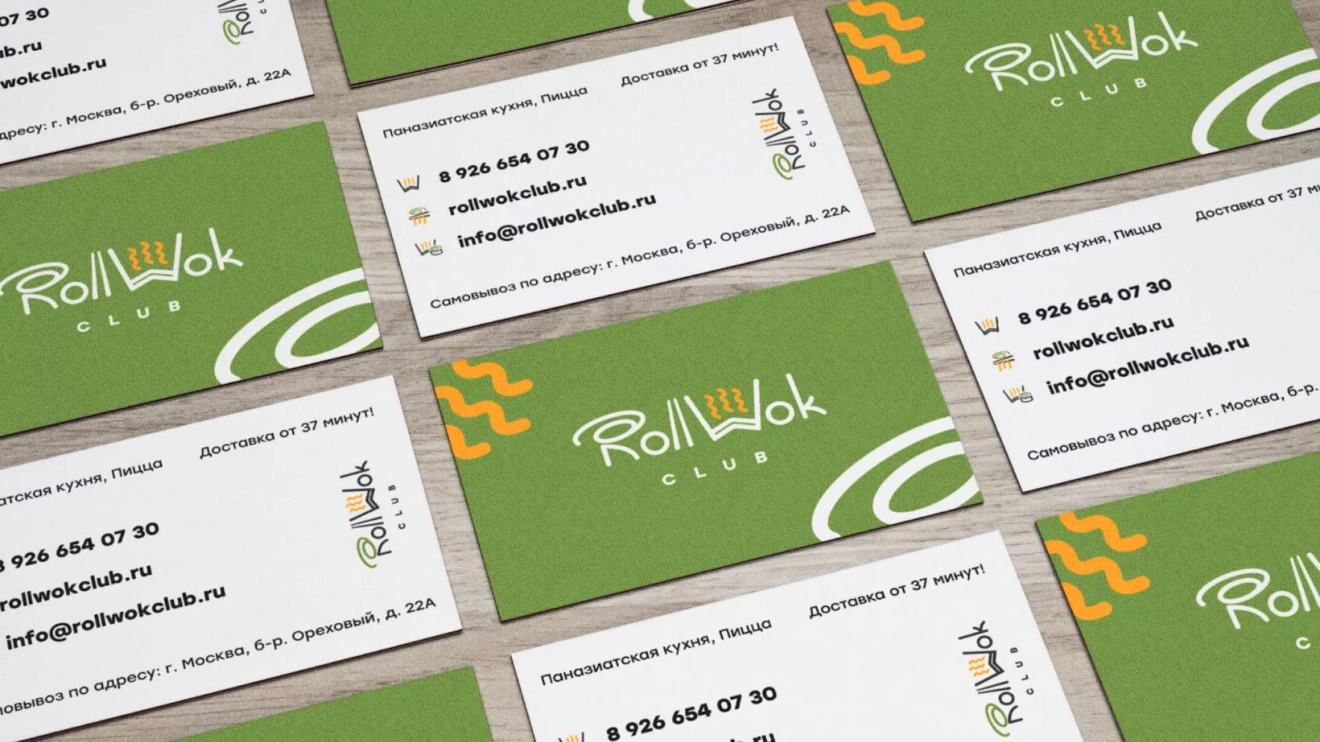 Разработка дизайна визиток суши-бара «Roll Wok Club» в Пыталово